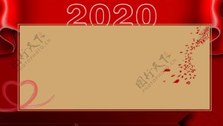 2020红底背景心花瓣