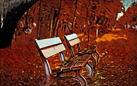 枫林中的木椅