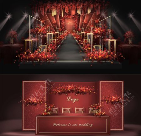 红色婚庆舞台
