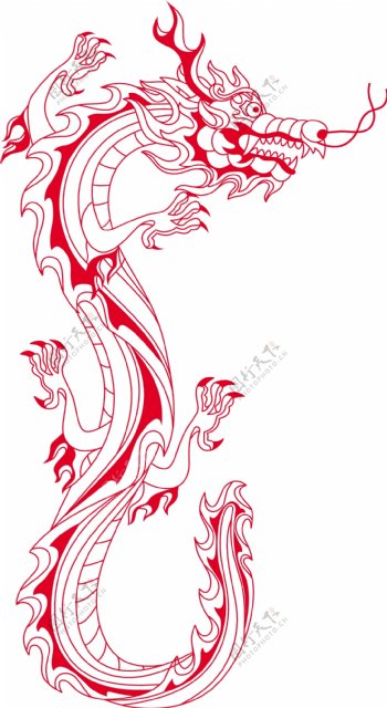 中国龙传统龙龙手绘线描