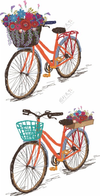 玫瑰鲜花单车情侣爱情结婚自行车