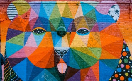 创意墙绘色块拼接动物