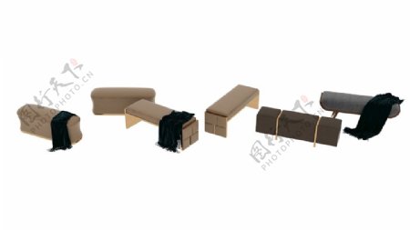 轻奢床尾凳沙发凳3d模型