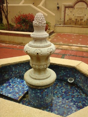 菠萝头石雕喷泉
