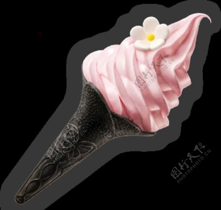 白桃樱花风味冰淇淋黑色筒
