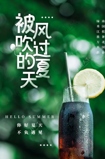 夏季清新饮品宣传海报