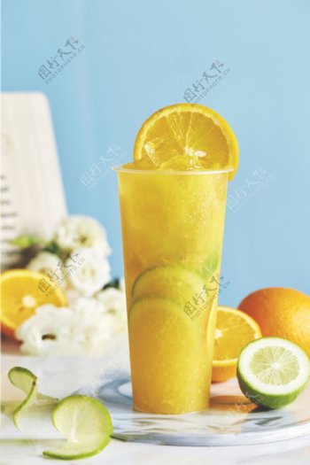 柠檬橙汁水果茶