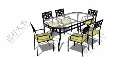 餐厅桌椅skp模型