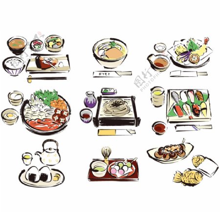 日式料理图标图形标志素材