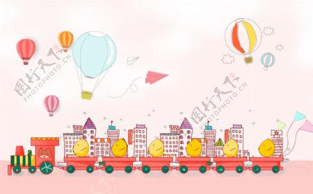 儿童卡通小火车气球图片