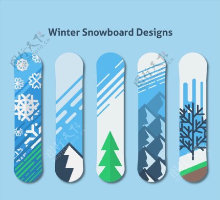 冬季图案单板滑雪板图片