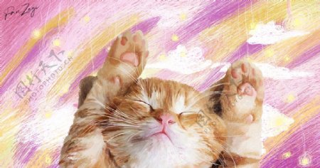 线圈插画猫咪的梦境图片