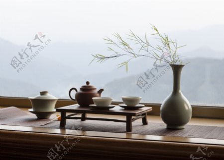 茶艺茶具意境背景海报素材图片
