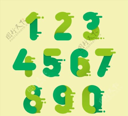 绿色双拼色数字图片