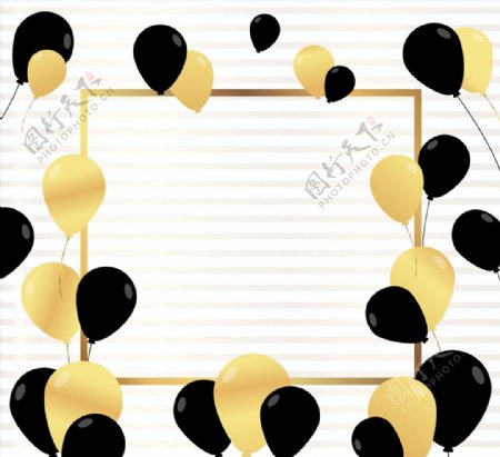 黑色和金色气球框架图片