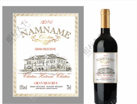传统法国葡萄酒包装设计图片