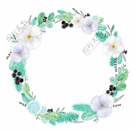 手绘的白花花环图片