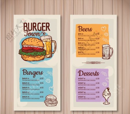 汉堡包店菜单图片