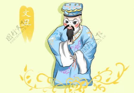 卡通国潮京剧人物插画图片