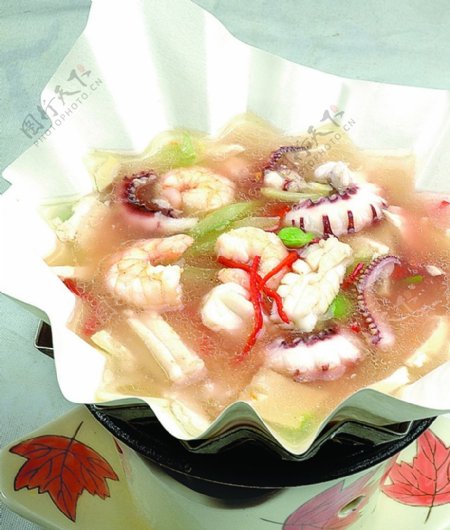 豫菜海鲜豆腐纸锅图片