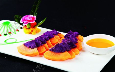 浙菜紫薯酿木瓜图片