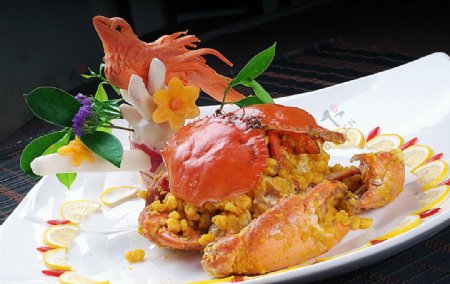海鲜金沙焗肉蟹图片