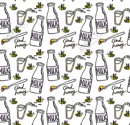 牛奶和蜜蜂背景圖片