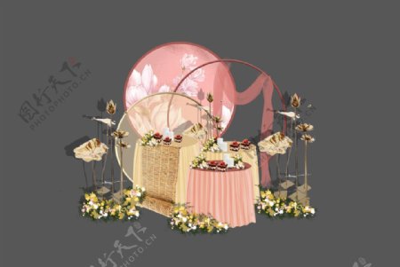 新中式粉色甜品区设计图片