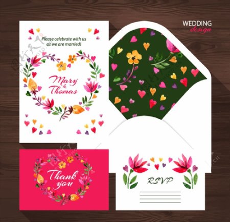 精美花卉婚礼卡片图片