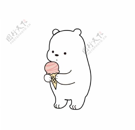 百日宴生日宴素材手绘可爱小白熊图片