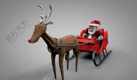 C4D模型圣诞老人麋鹿图片