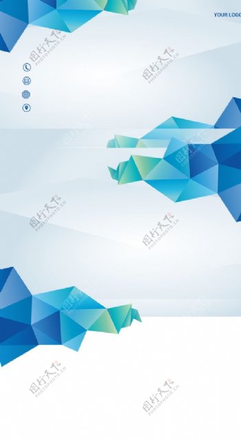 藍色幾何漸變商務簡約科技名片圖片
