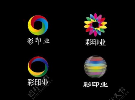 五彩彩色印刷行业标志logo设计