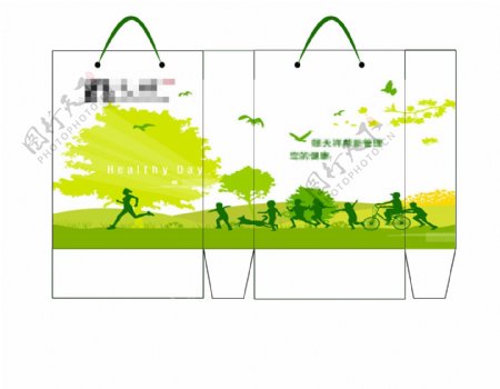 绿色健康环保购物袋设计PSD下载