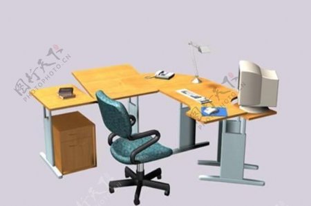 办公桌组合13D模型