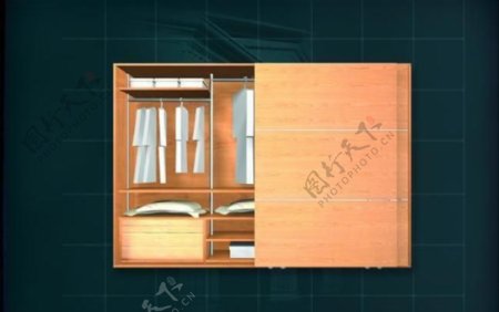 装饰构件之衣柜3D模型衣柜001