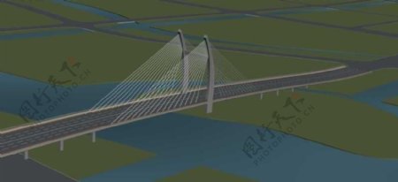 简约设计风格的桥梁大桥3D小品建筑