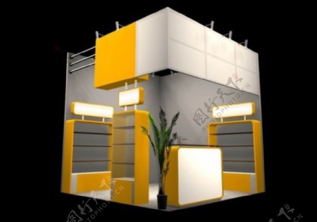 简洁黄色小型商业展厅设计