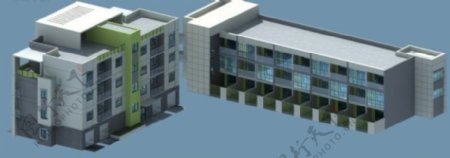 现代学校建筑群3D模型