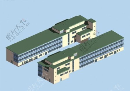 多层厂房建筑群3D模型设计