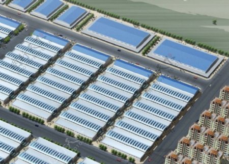 大型工厂建筑群3D模型设计