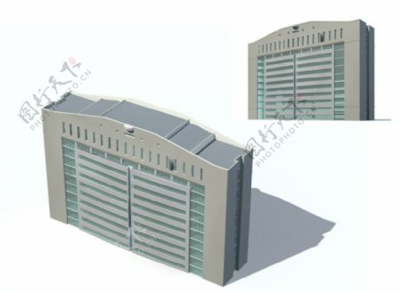 弧形屋顶多层公建建筑3D模型