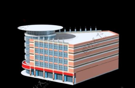 圆形多层公建建筑3D模型