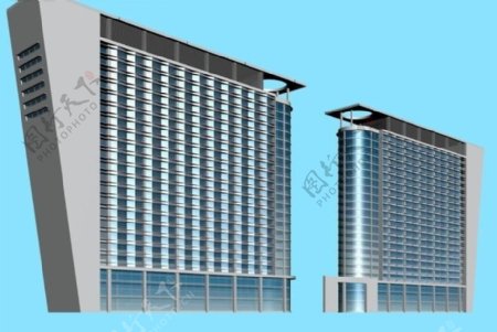 半边梯形高层公共建筑商业大厦3D模型
