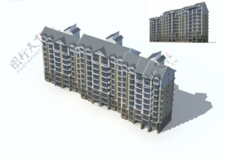 联排式现代高层小区住宅建筑群