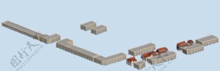 简洁商业街建筑群3D模型