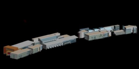 弧形商业街建筑群3D模型