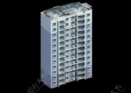多层板式坡顶住宅楼3D模型