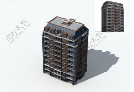 塔式高层别墅住宅楼建筑3D模型