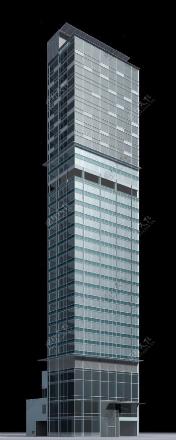 豪华立柱形高层公建建筑3D模型